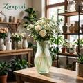 Zanqvori™ Marbled Resin Flower Vase – Frosted Mint Green Fluted Decorative Floral Vase for Table Centerpiece and Modern Home Decor