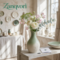 Zanqvori™ Sage Ombre Embossed Ceramic Floral Vase